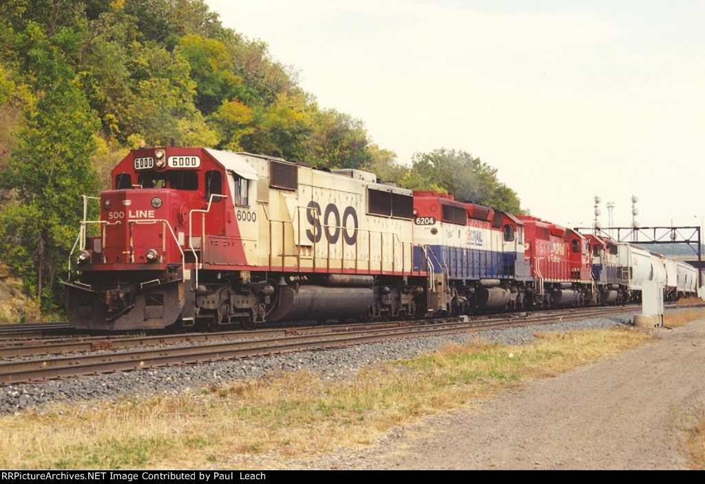 Grain train eases west out of the yard